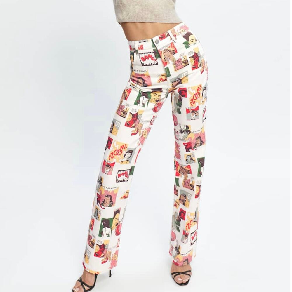 Reformation NWT Comic size 26 High Rise Straight Long Jeans Comic Book